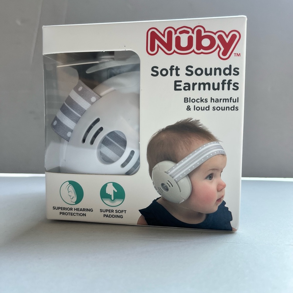 Nuby Soft Sounds Earmuffs for Kids - White and Gray
